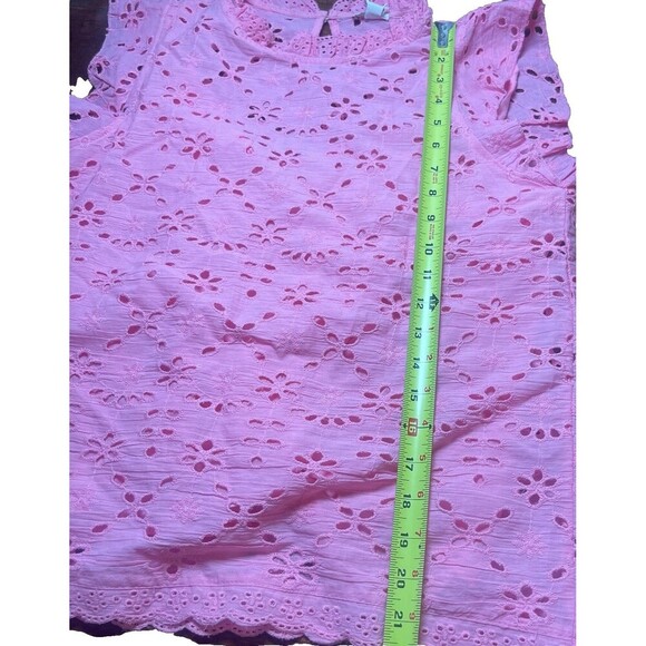 Jennifer & Grace Eyelet Flutter Sleeve Blouse Pink Medium NWT Keyhole Back - Picture 4 of 7
